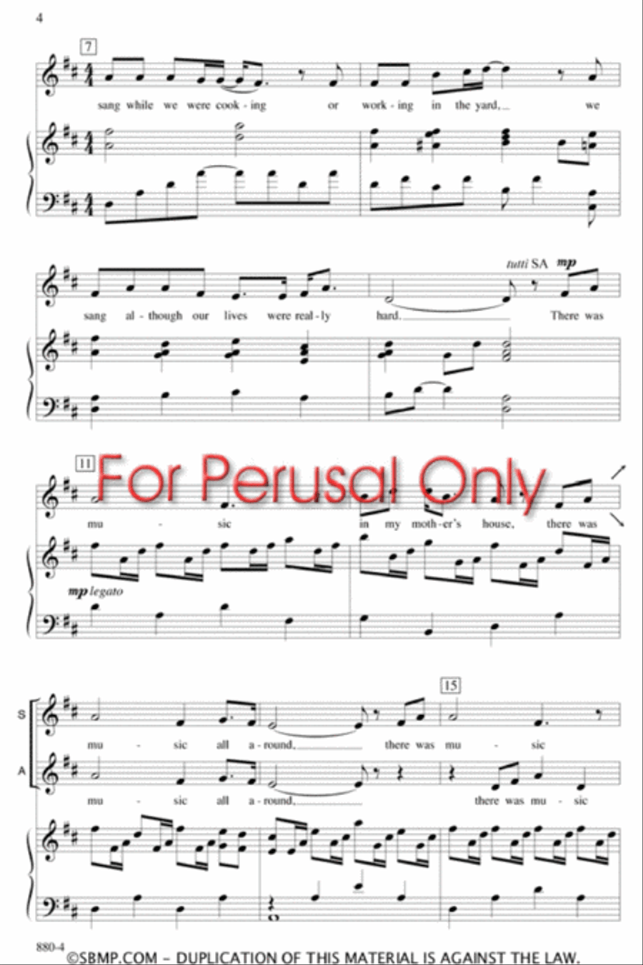 Music in My Mother's House - SSAA Octavo SSAA scores gallery preview page 3