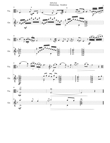 Swallow ԾԻԾԵՌՆԱԿ (Dzidzernag) arranged for viola and guitar image number null