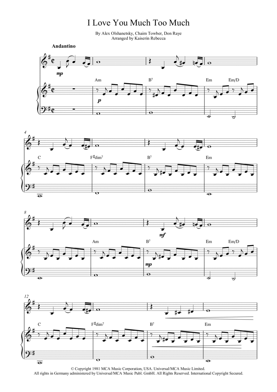 I Love You Much Too Much I Love You Much Too Much Violin Solo scores gallery preview page 1
