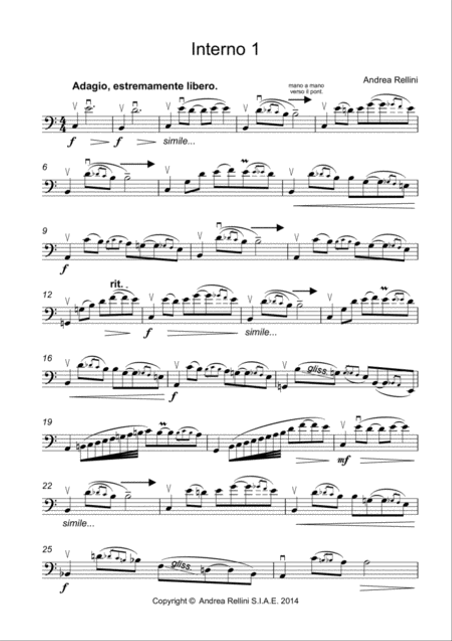Interno 1,2,3,4. (Cello Solo) Cello Solo scores gallery preview page 2