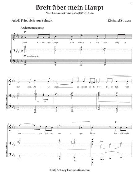 STRAUSS: Breit über mein Haupt, Op. 19 no. 2 (transposed to E-flat major)