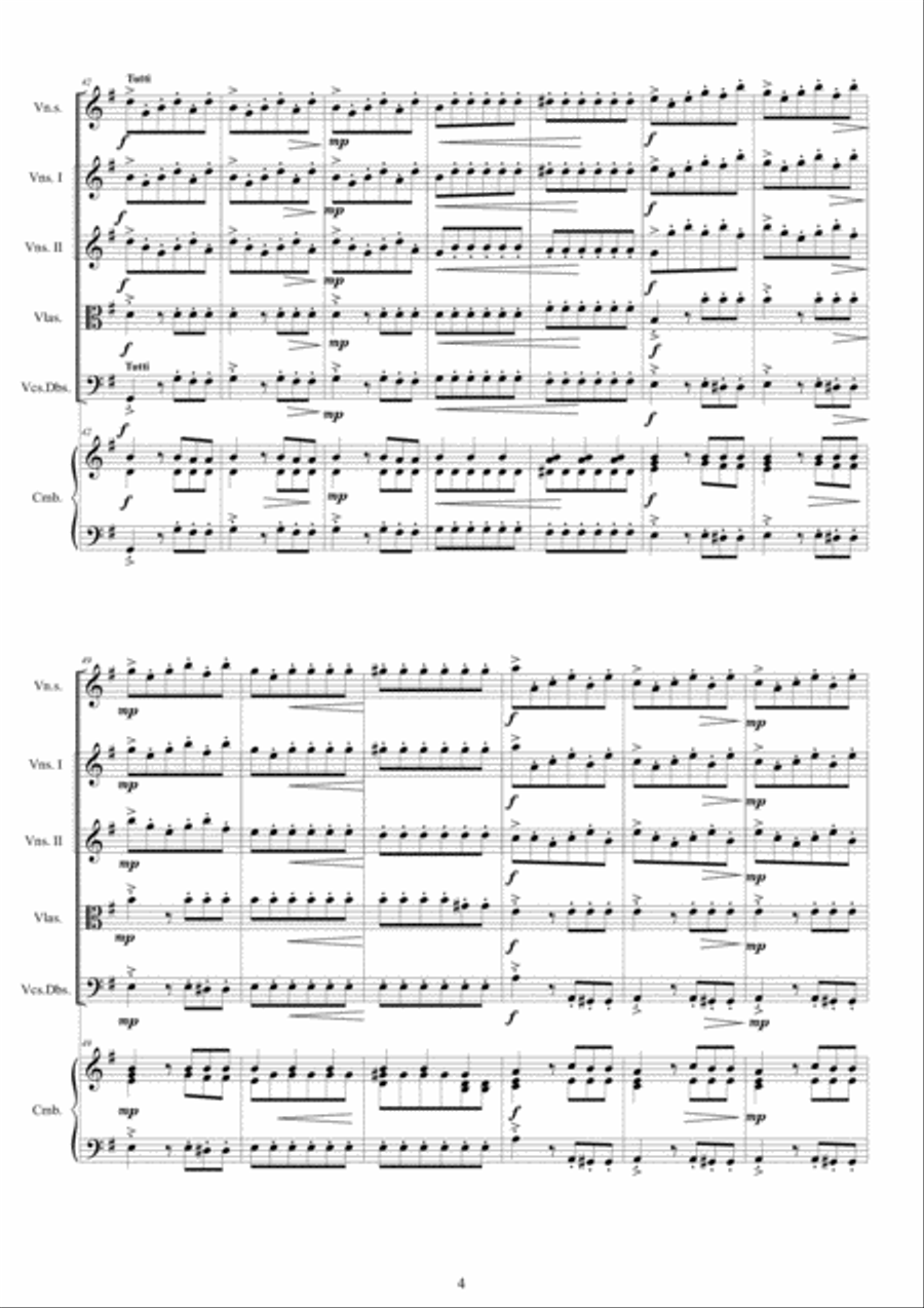 Vivaldi - Violin Concerto No.3 in G major Op.4 RV 301 for Violin solo, Strings and Cembalo Chamber Orchestra scores gallery preview page 4