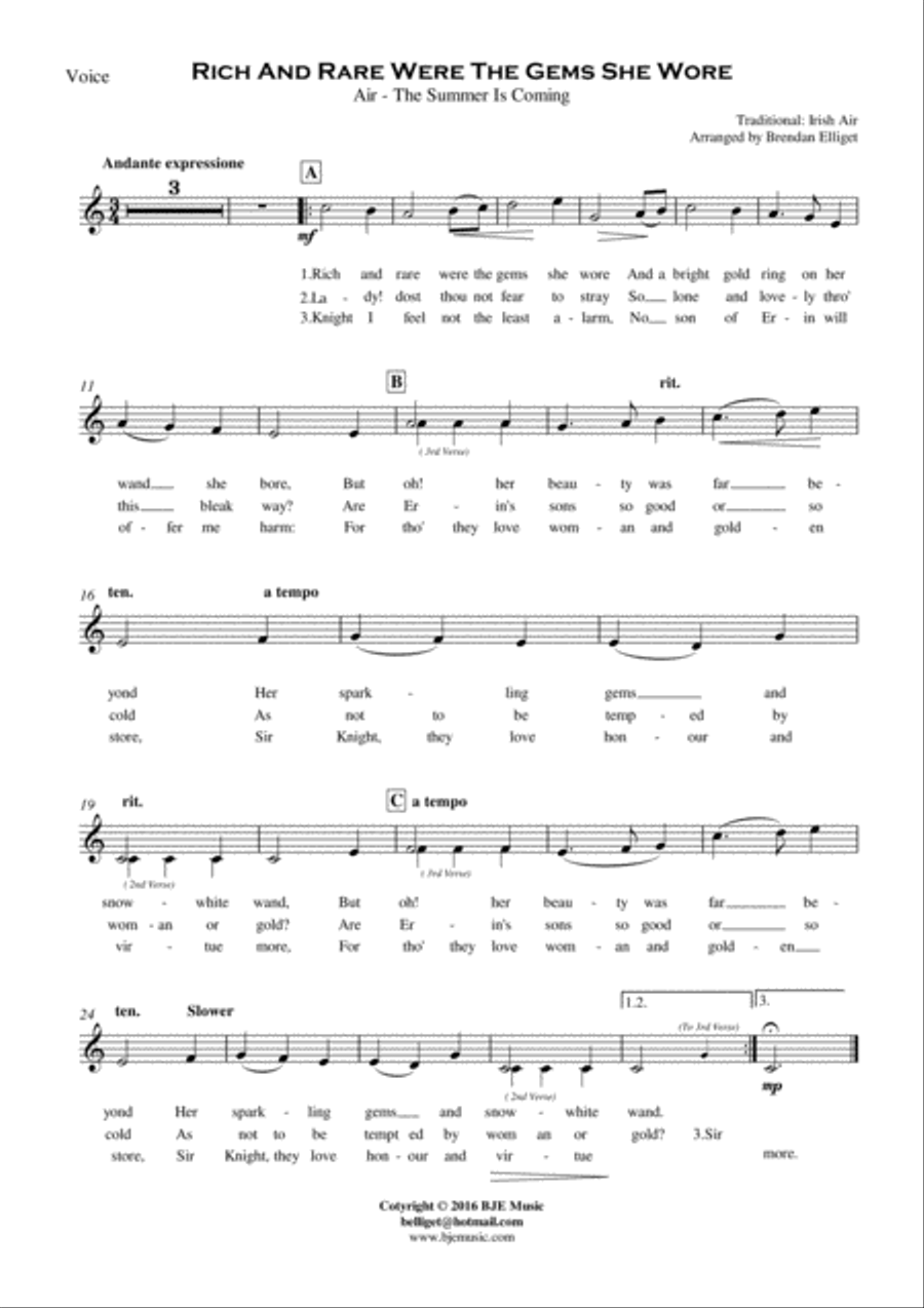 Rich and Rare Were The Gems She Wore - Vocal with Orchestra PDF Full Orchestra scores gallery preview page 2