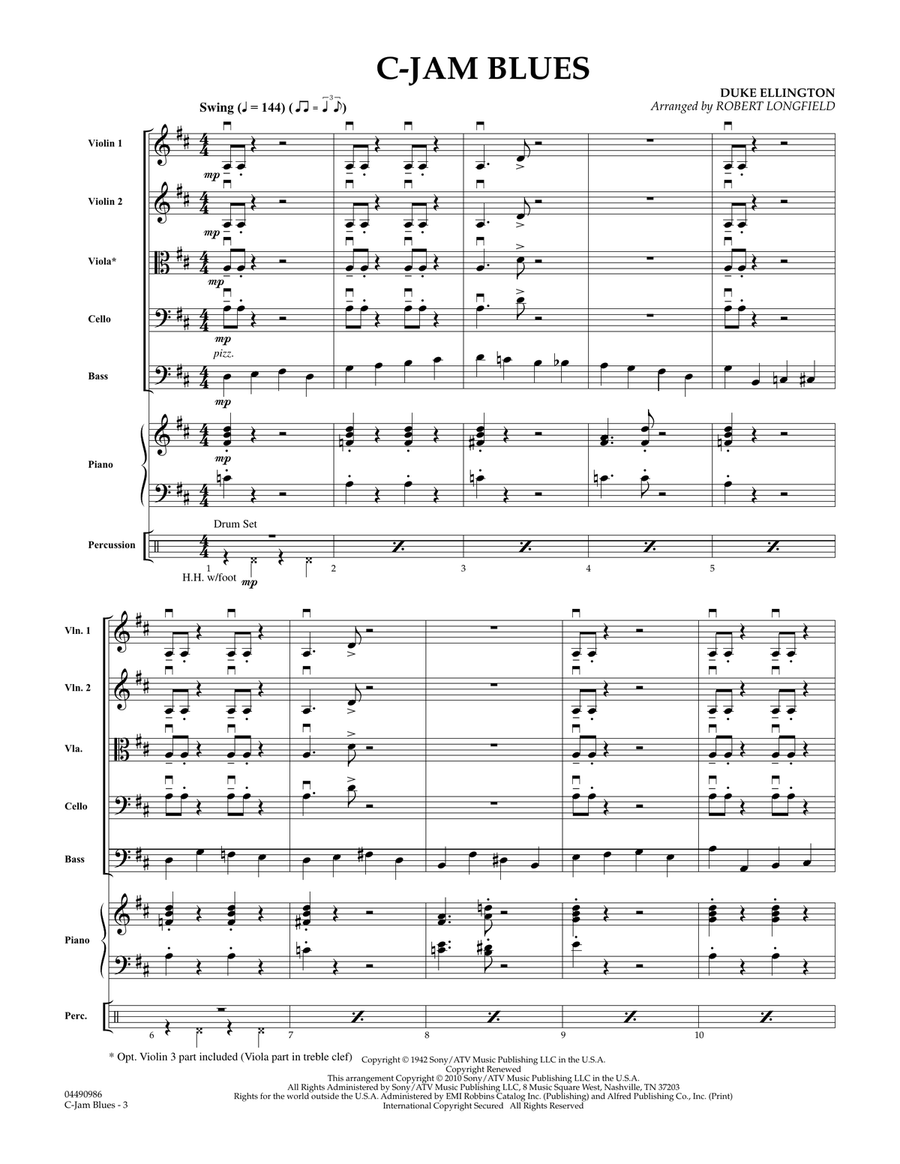 C-Jam Blues - Full Score C-Jam Blues - Full Score Orchestra scores gallery preview page 2
