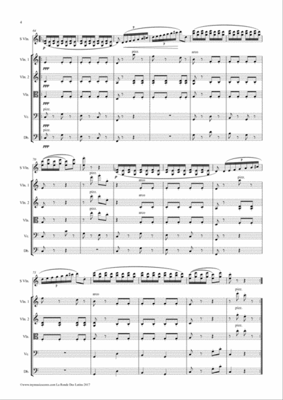 Bazzini La Ronde des Lutins Op. 25 for Violin and String Orchestra String Orchestra scores gallery preview page 5