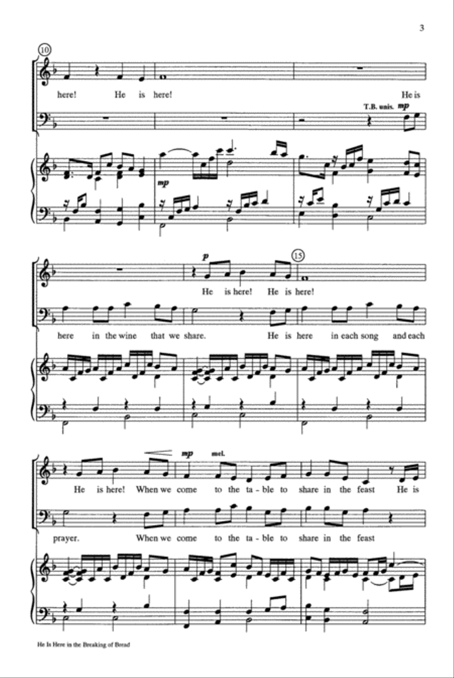 He Is Here in the Breaking of Bread 4-Part scores gallery preview page 3