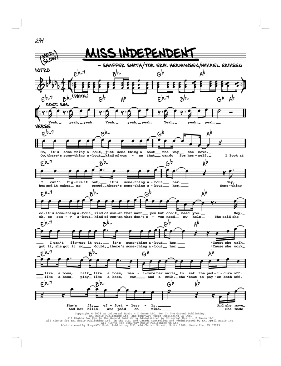 Miss Independent Miss Independent Piano scores gallery preview page 1