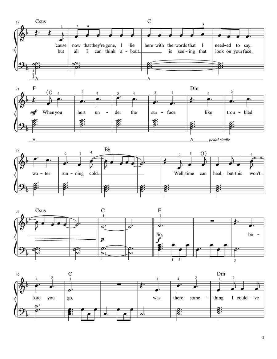 Before You Go Easy Piano scores gallery preview page 2