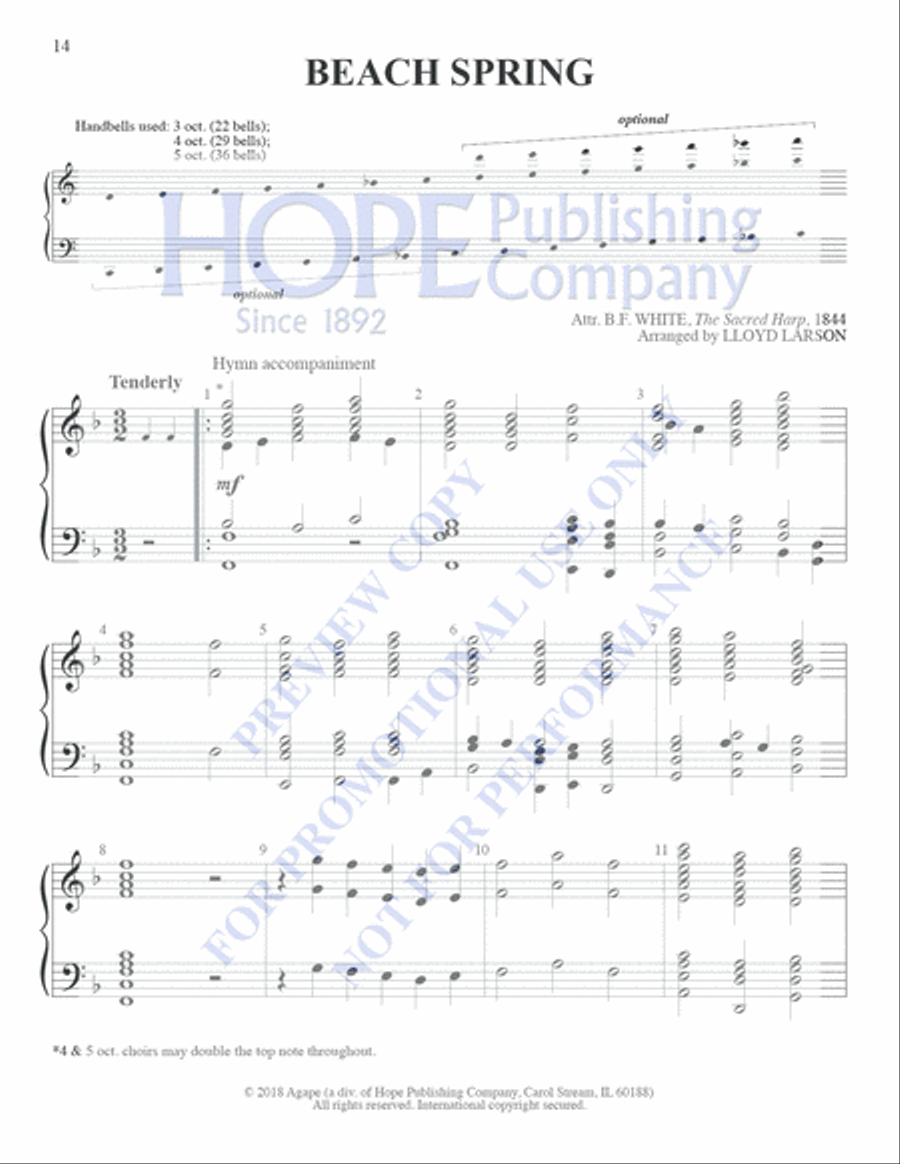 Hymns and Handbells: Easy Handbell Accomp For Cong. Sing 3-Octaves scores gallery preview page 17