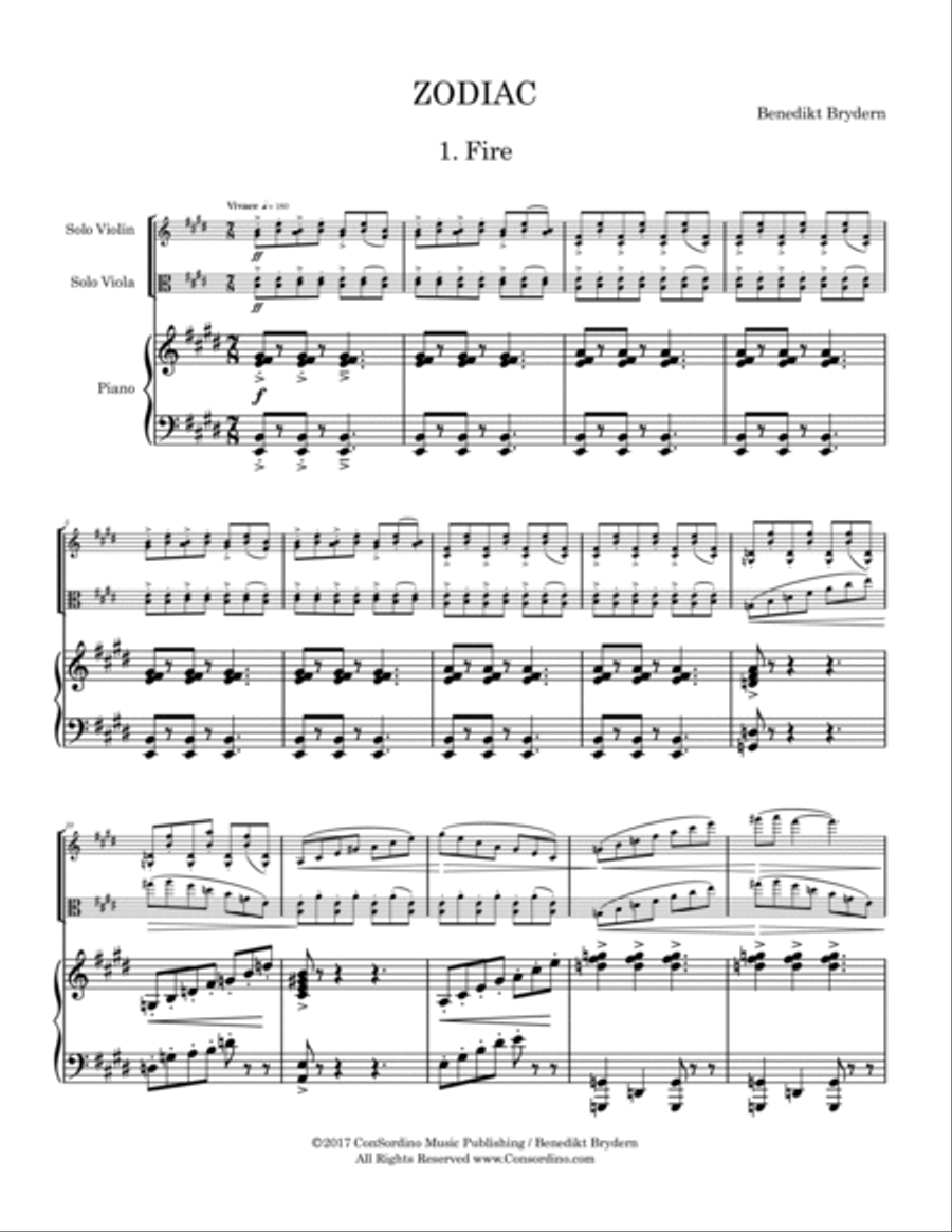 ZODIAC - Double Concerto for Violin, Viola and Piano Violin Solo scores gallery preview page 3