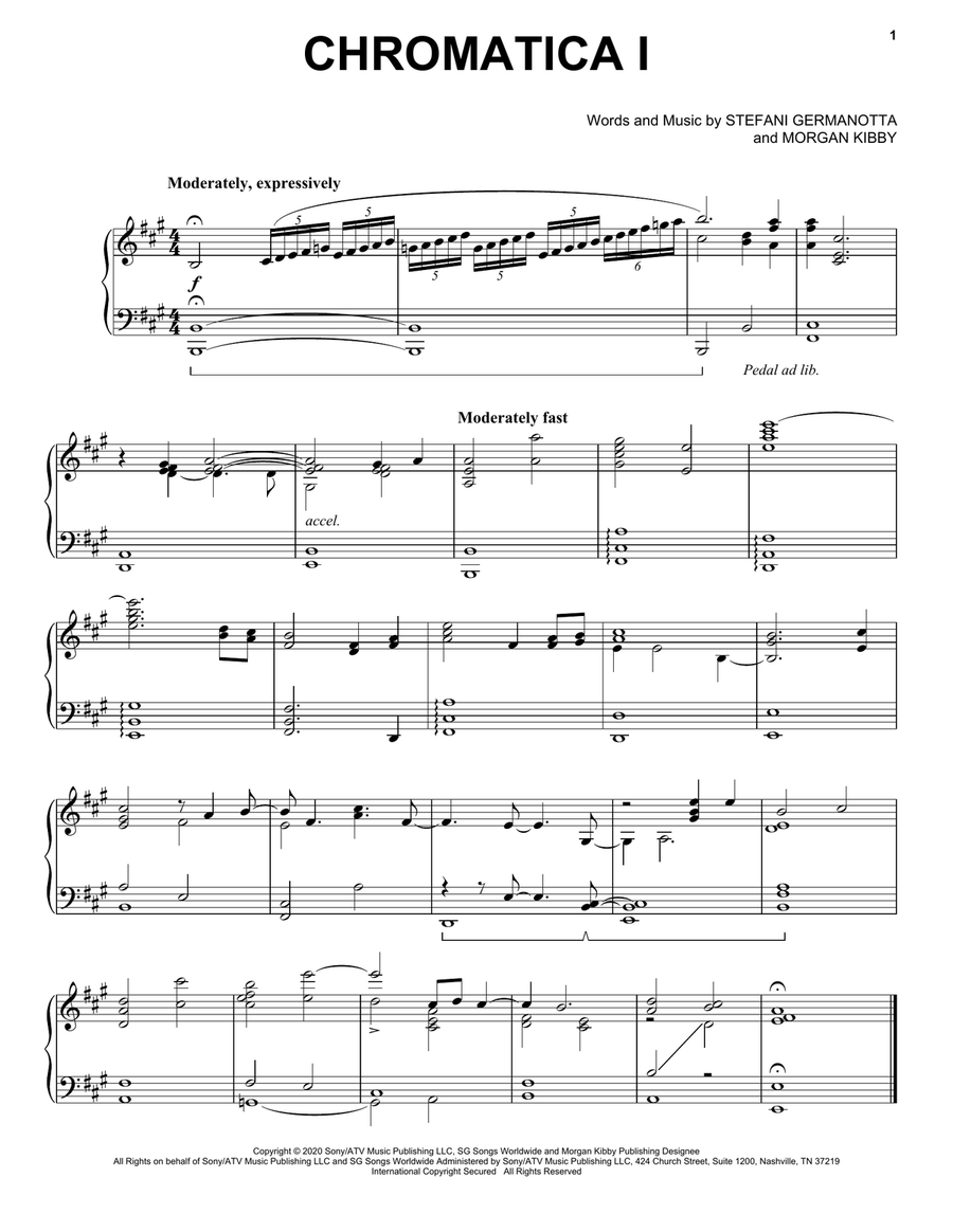 Chromatica I Piano, Vocal, Guitar scores gallery preview page 1