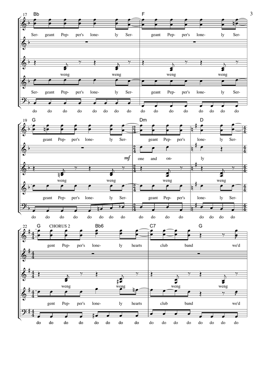 Sgt. Pepper's Lonely Hearts Club Band (Reprise) 4-Part scores gallery preview page 3