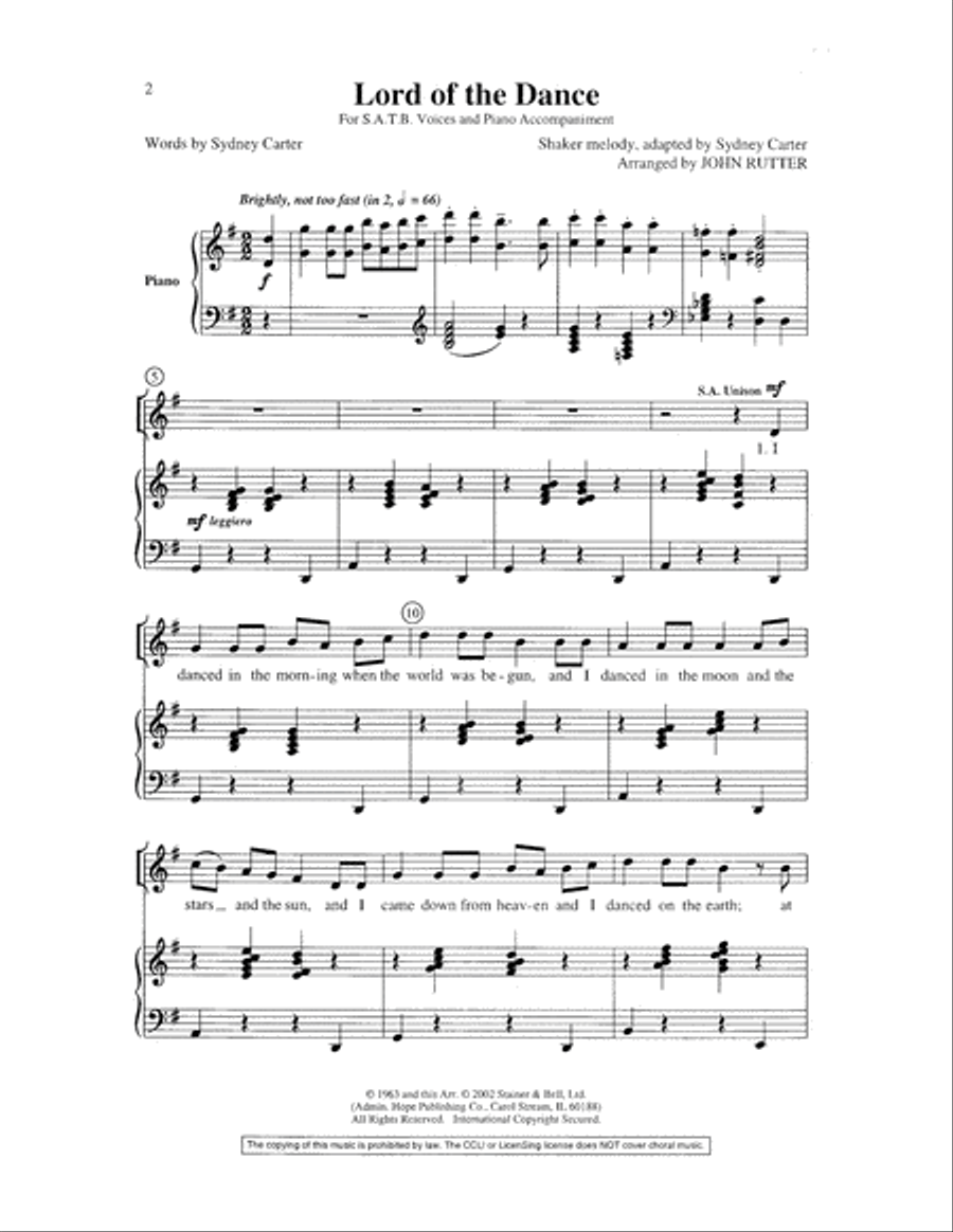 Lord of the Dance Lord of the Dance 4-Part scores gallery preview page 2