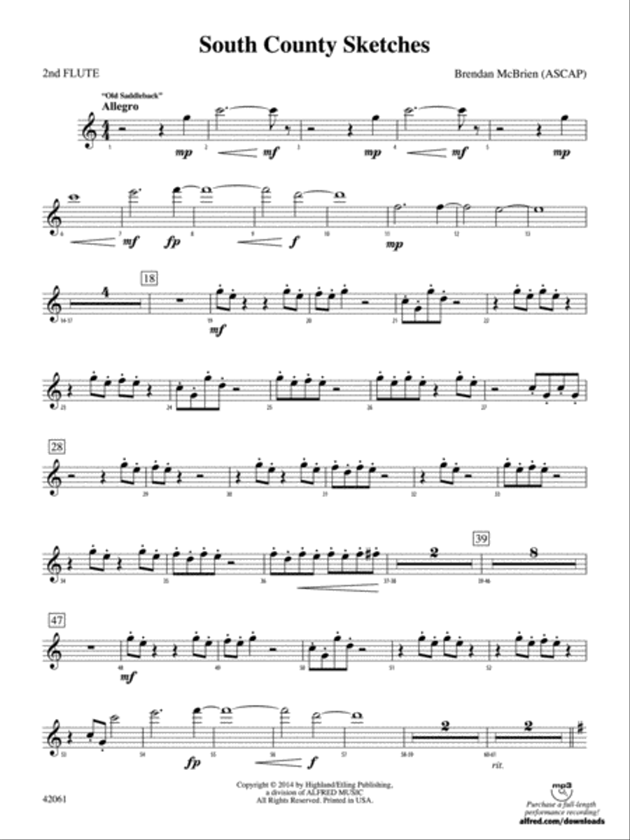 South County Sketches: 2nd Flute Full Orchestra scores gallery preview page 1