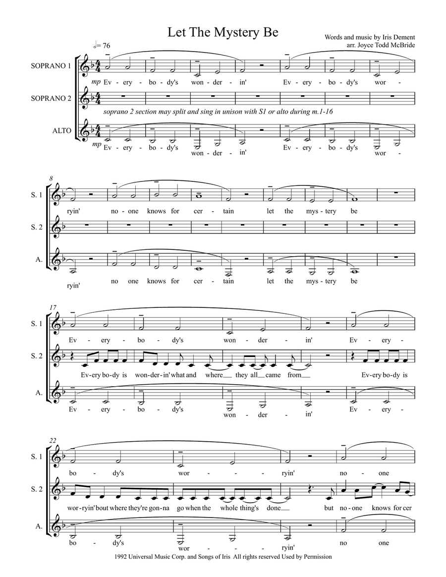 Let The Mystery Be SSA scores gallery preview page 2
