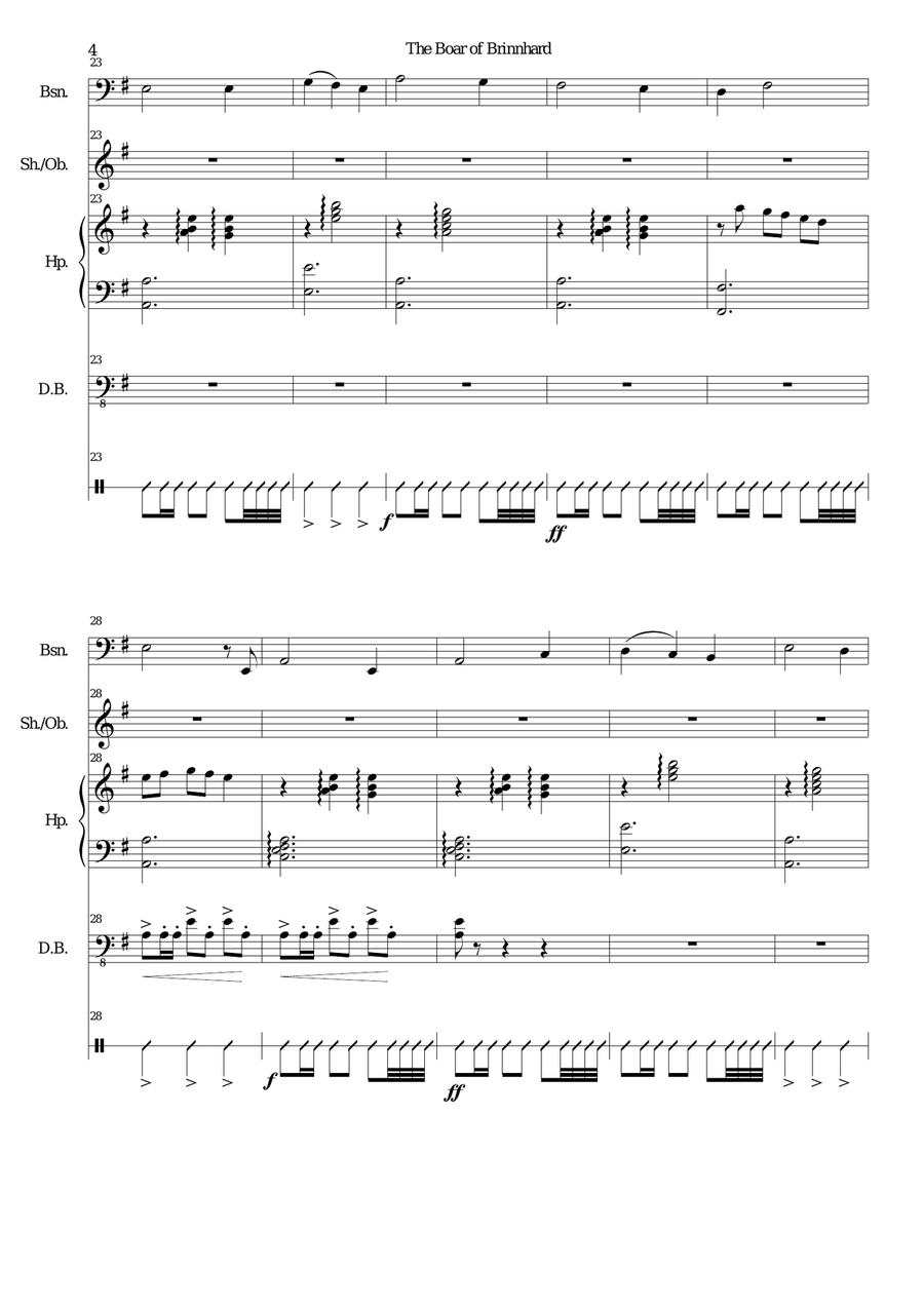 The Boar of Brinnhard (instrumental version) Bassoon scores gallery preview page 4