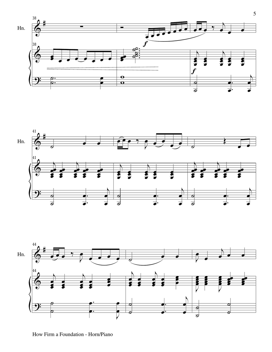 HOW FIRM A FOUNDATION (Horn/Piano and Horn Part) Brass Duet scores gallery preview page 5