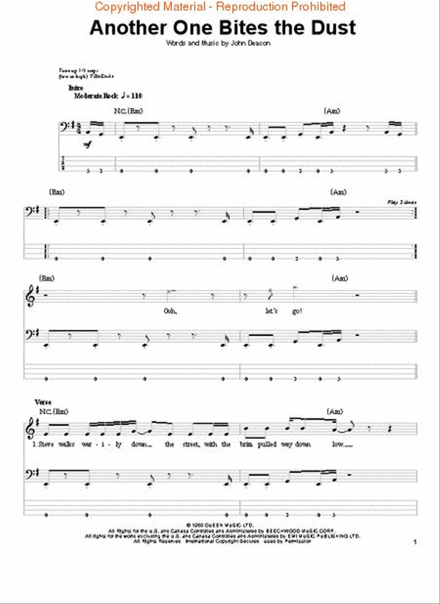 Queen – The Bass Guitar Collection Bass Guitar Tablature scores gallery preview page 2