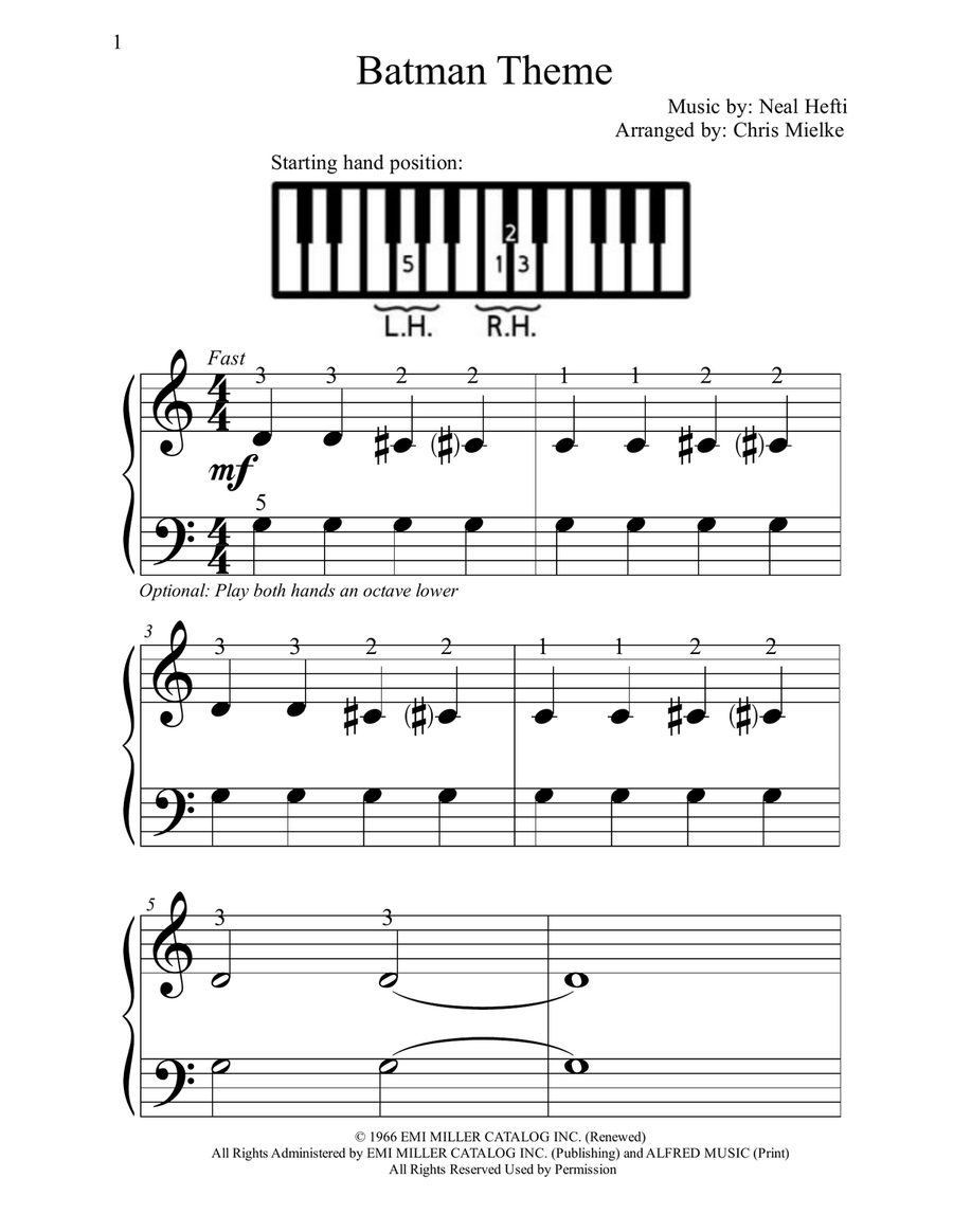 Batman Theme Easy Piano scores gallery preview page 4
