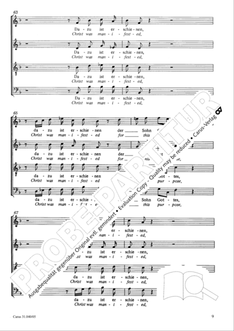 Christ was manifested for this purpose (Dazu ist erschienen der Sohn Gottes) ATB scores gallery preview page 10