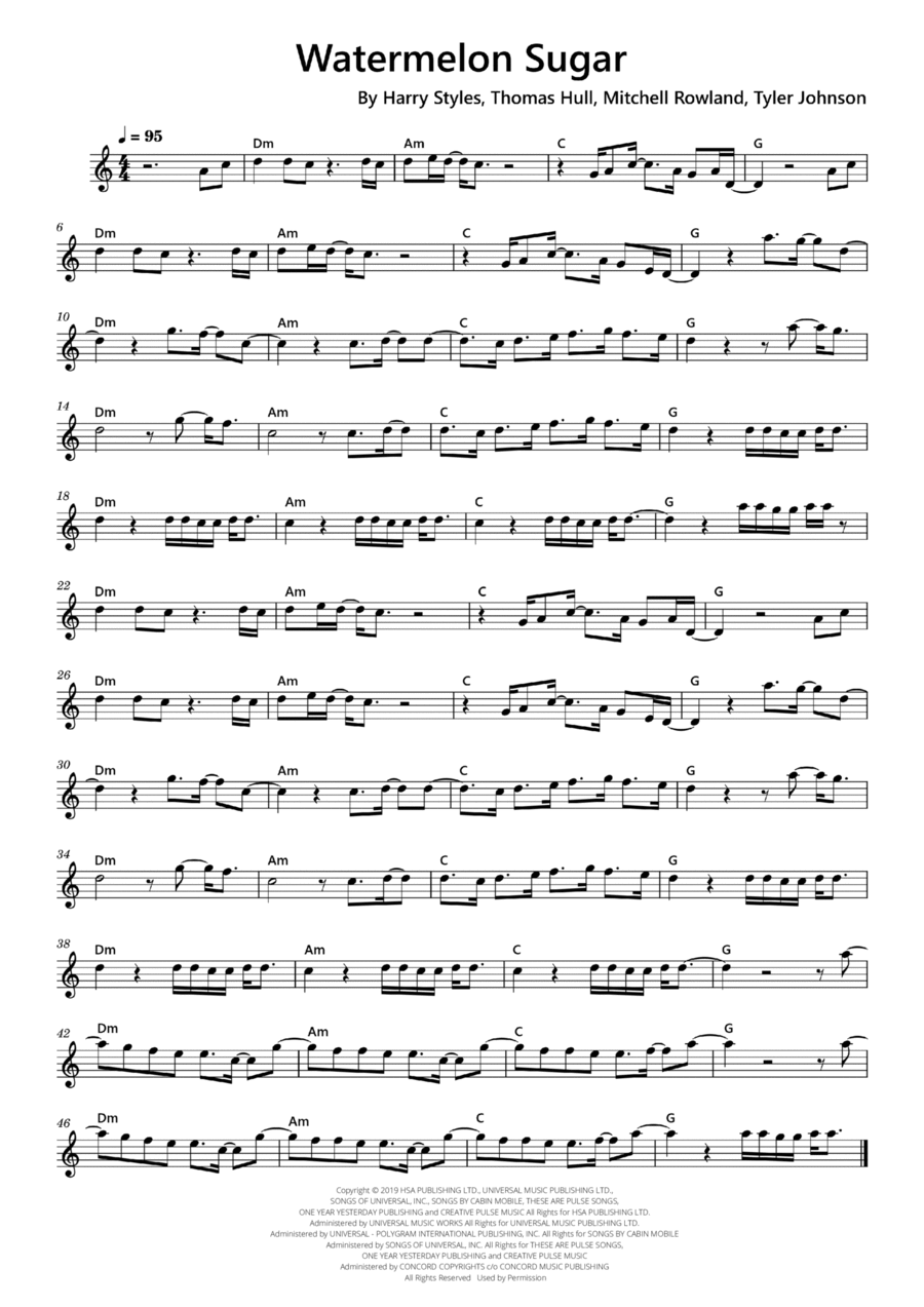 Watermelon Sugar Watermelon Sugar Piano scores gallery preview page 1
