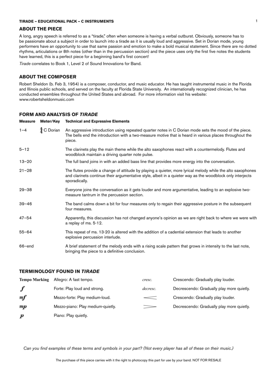 Tirade: C Educational Pack Concert Band scores gallery preview page 1