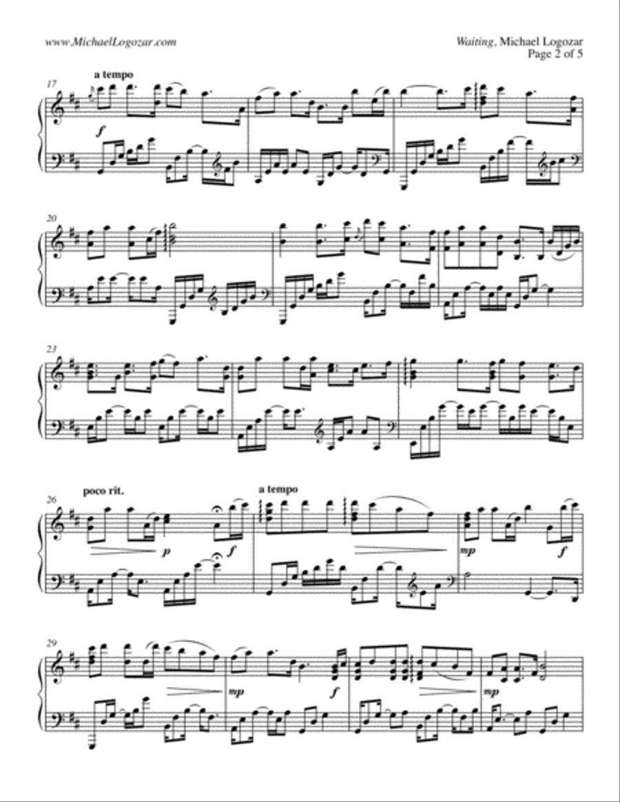 Waiting Waiting Piano Solo scores gallery preview page 2