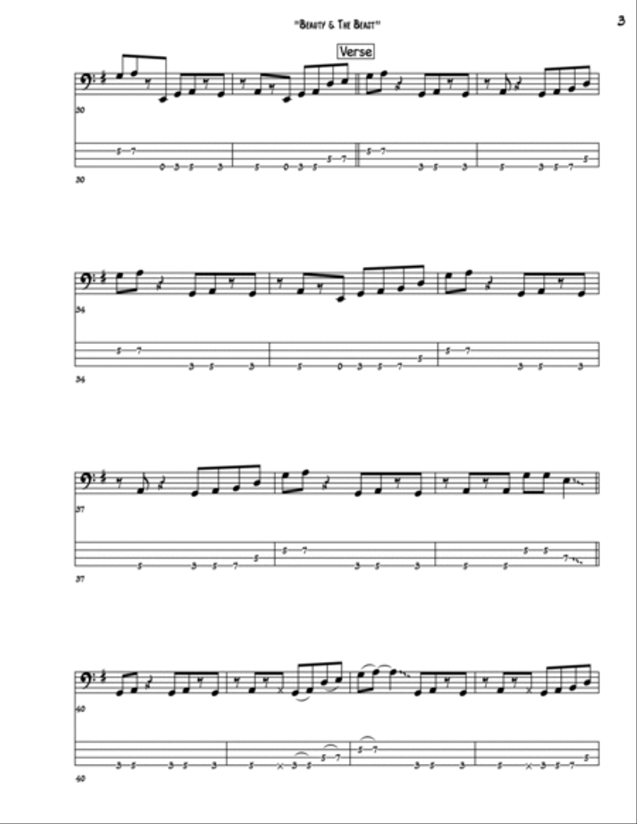 Beauty And The Beast Bass Guitar scores gallery preview page 3