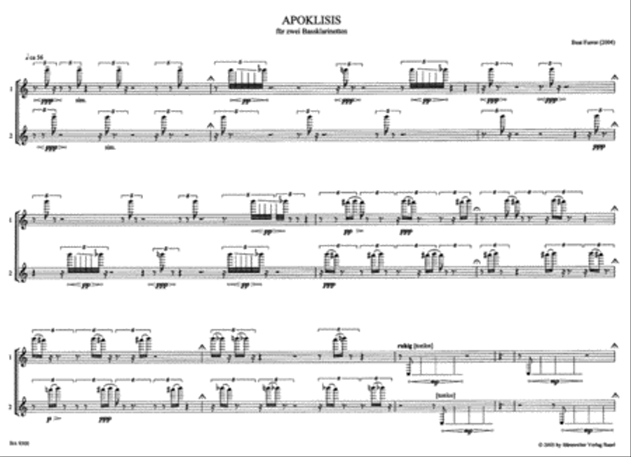 Apoklisis for 2 Bass Clarinets