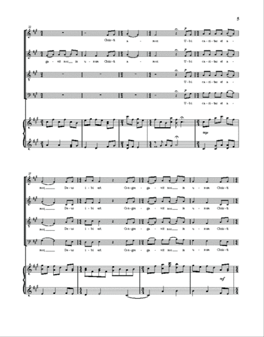 Ubi Caritas with Piano Improvisation Choir scores gallery preview page 4