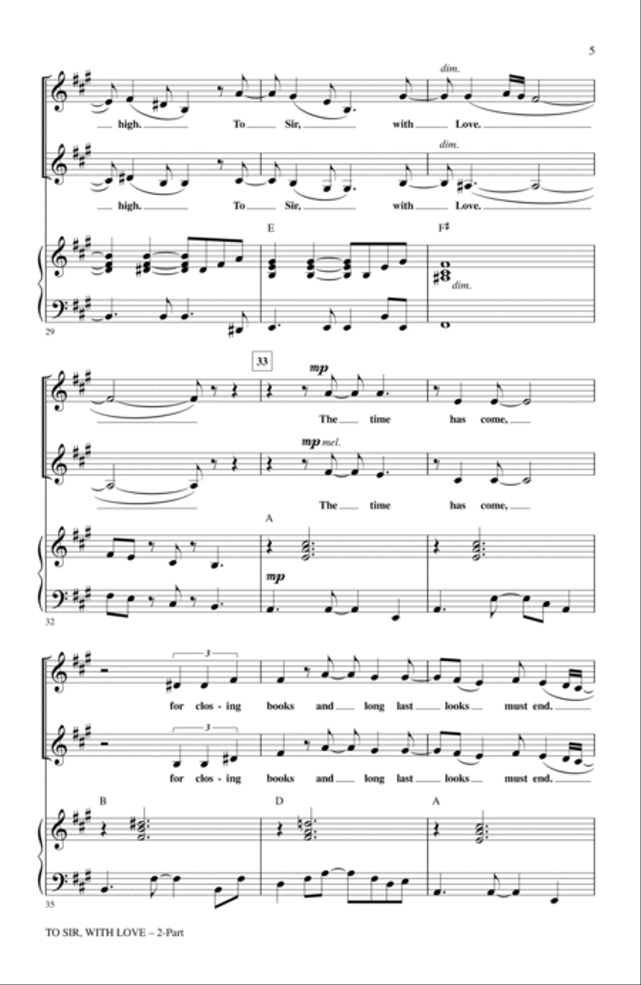 To Sir, With Love 2-Part scores gallery preview page 4