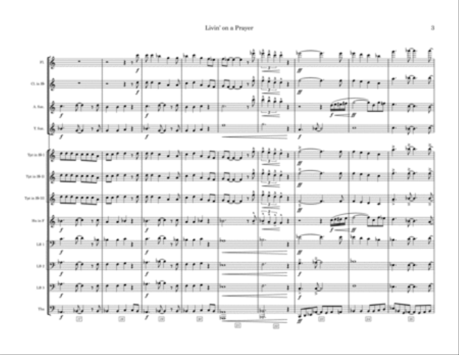 Livin' On A Prayer Marching Band scores gallery preview page 3