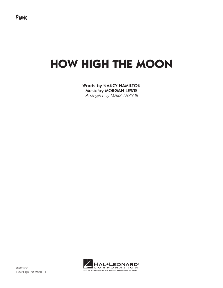 How High The Moon - Piano