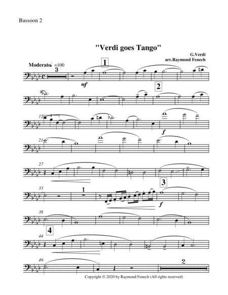 Verdi Goes Tango - G.Verdi - 2 Bassoons, Piano and Drum Set image number null
