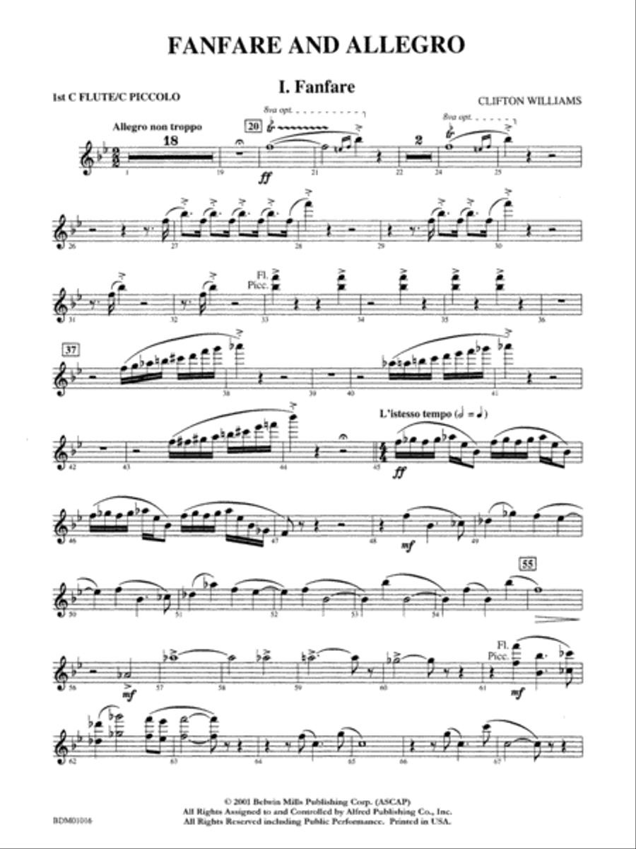Fanfare and Allegro: Flute Concert Band scores gallery preview page 1