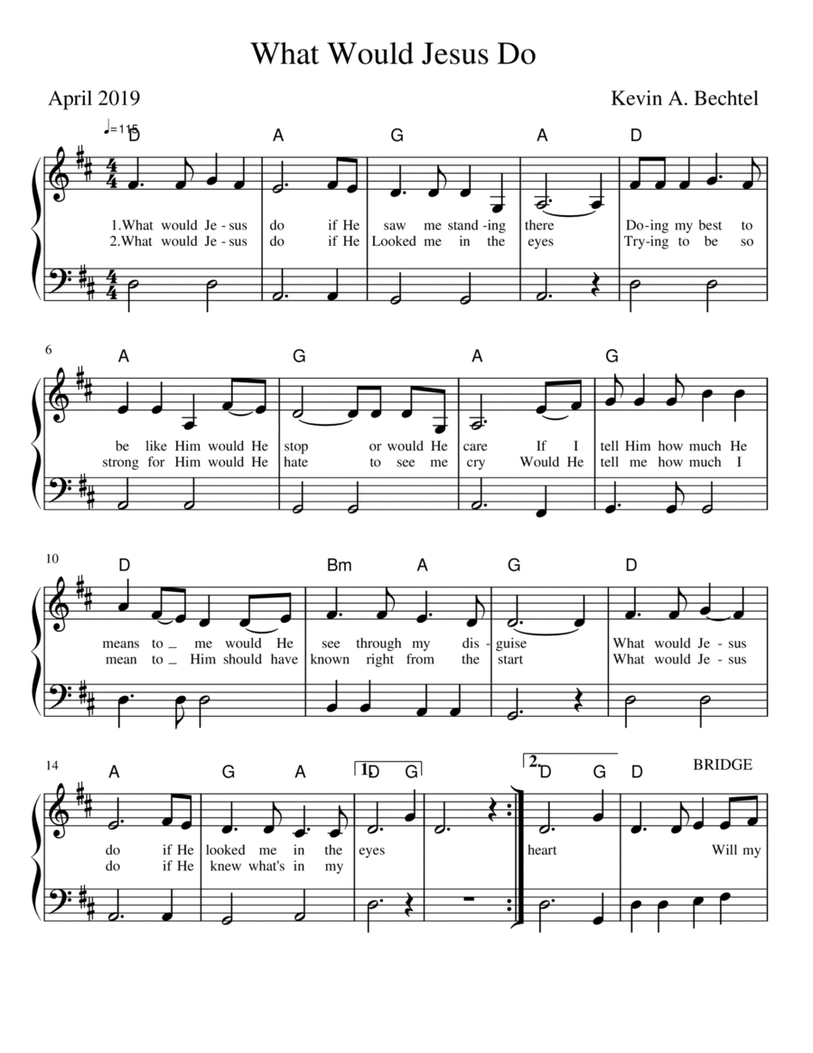 What Would Jesus Do What Would Jesus Do Piano, Vocal, Guitar scores gallery preview page 1