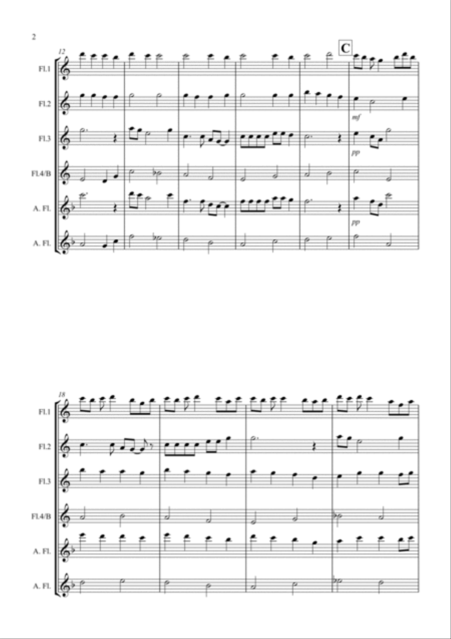 Swing Low, Sweet Chariot for Flute Quartet Flute Quartet scores gallery preview page 2