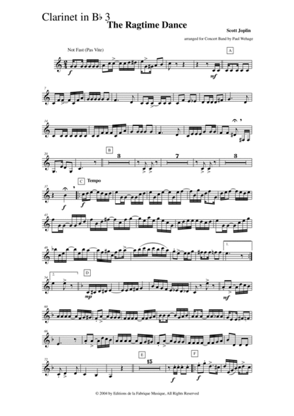 Scott Joplin: The Ragtime Dance, arranged for concert band by Paul Wehage: Bb clarinet 3 part