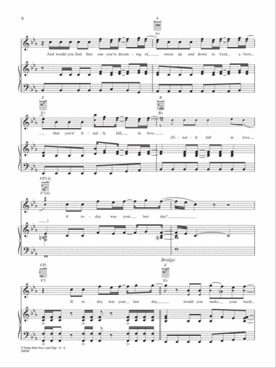 If Today Was Your Last Day Piano, Vocal, Guitar scores gallery preview page 5