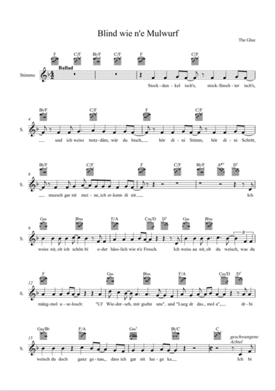 Blind wie ne Mulwurf Blind wie ne Mulwurf Voice Solo scores gallery preview page 1