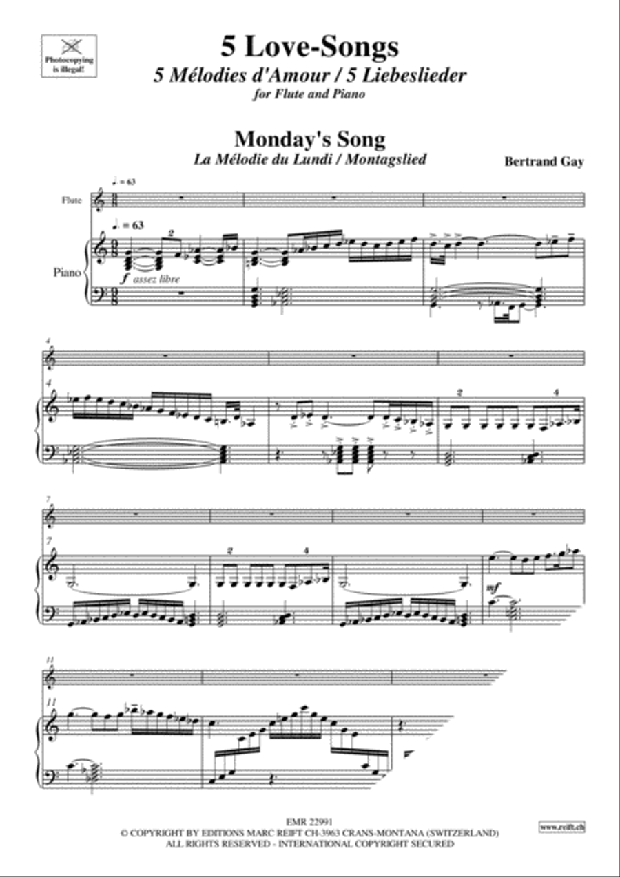 5 Love-Songs Flute Solo scores gallery preview page 3