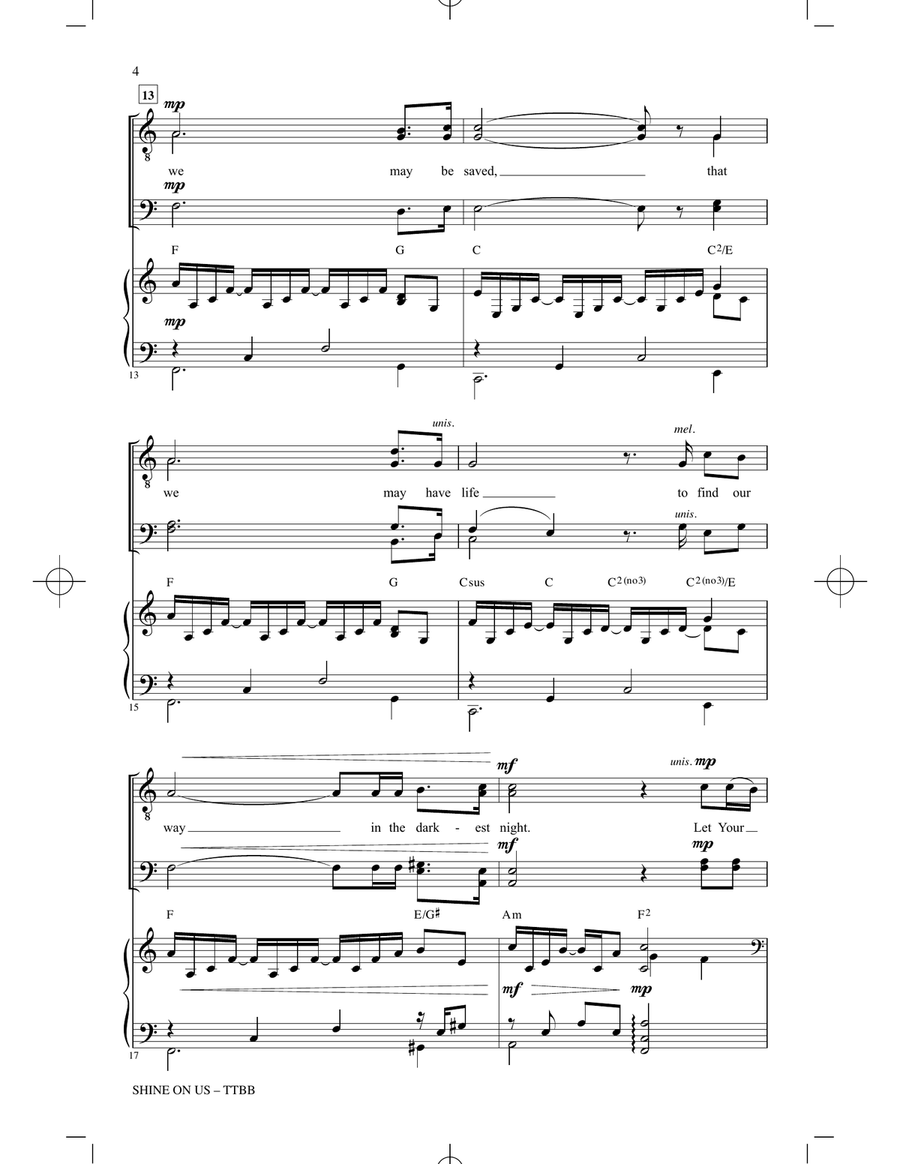 Shine On Us (arr. Joel Raney) TTBB scores gallery preview page 3