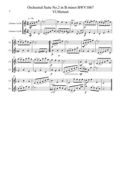 Bach: 5 Movements from Orchestral Suites 2 & 3 - clarinet duet image number null