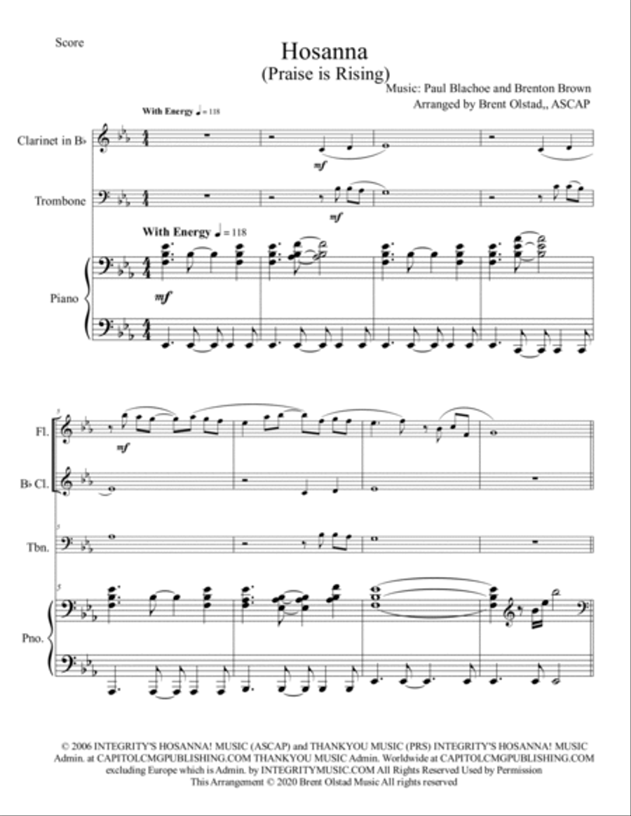 Hosanna (praise Is Rising) Clarinet scores gallery preview page 2