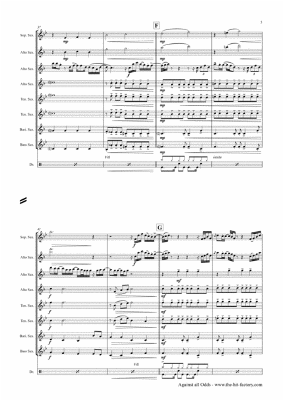 Against All Odds (take A Look At Me Now) Saxophone Quintet scores gallery preview page 5