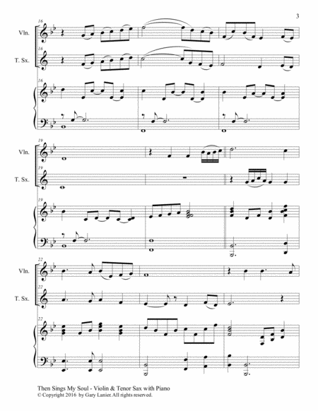 Trios for 3 GREAT HYMNS (Violin & Tenor Sax with Piano and Parts) image number null