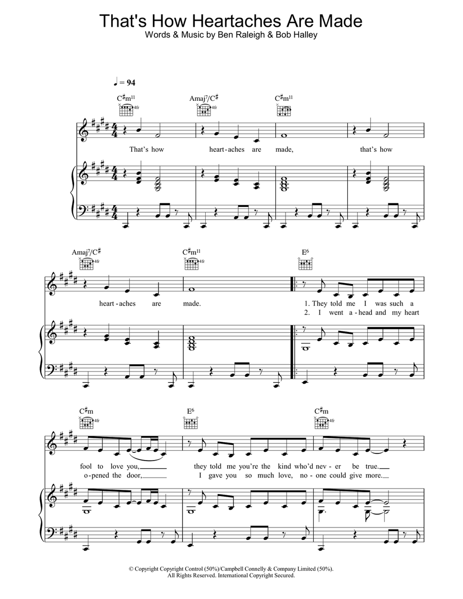 That's How Heartaches Are Made Acoustic Guitar scores gallery preview page 1