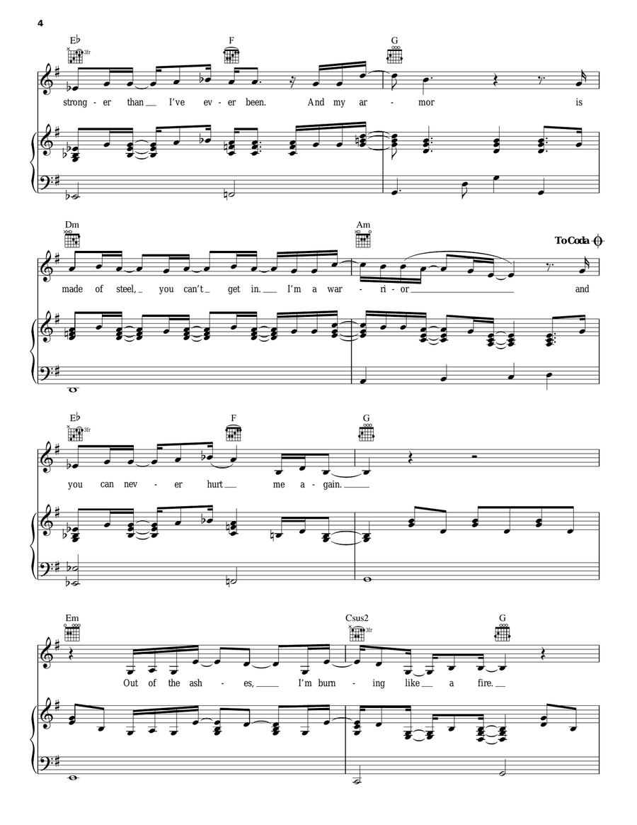 Warrior Piano, Vocal, Guitar scores gallery preview page 4