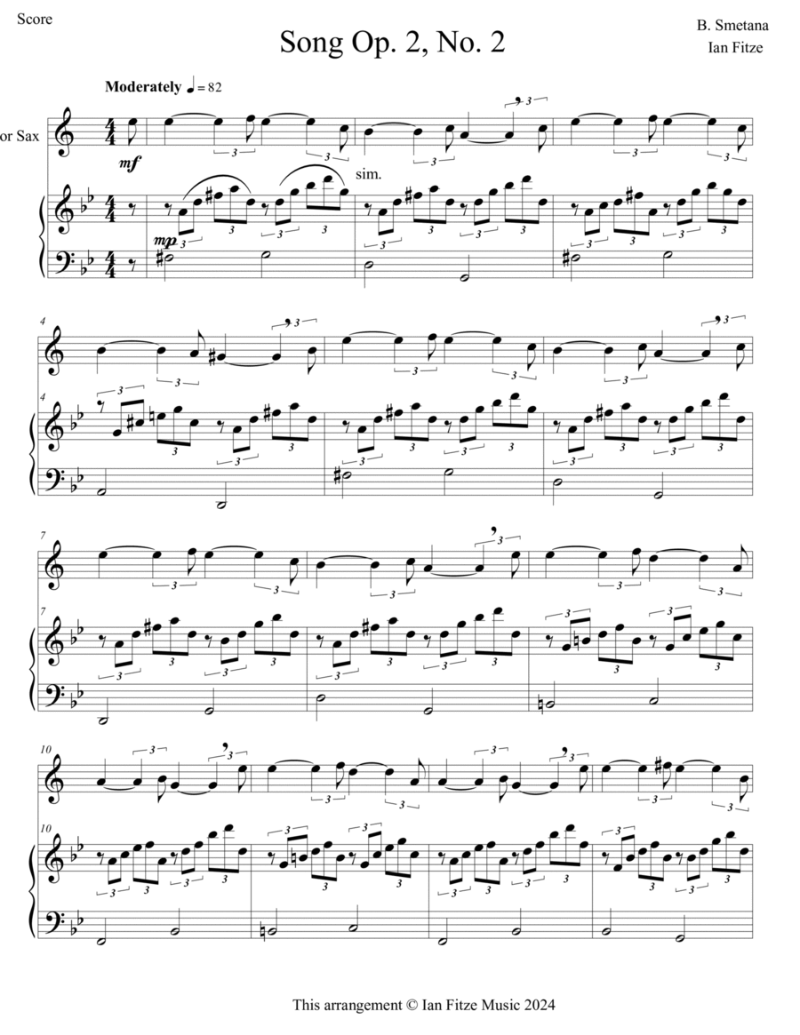 Song Op. 2, No. 2 Song Op. 2, No. 2 Tenor Saxophone scores gallery preview page 1