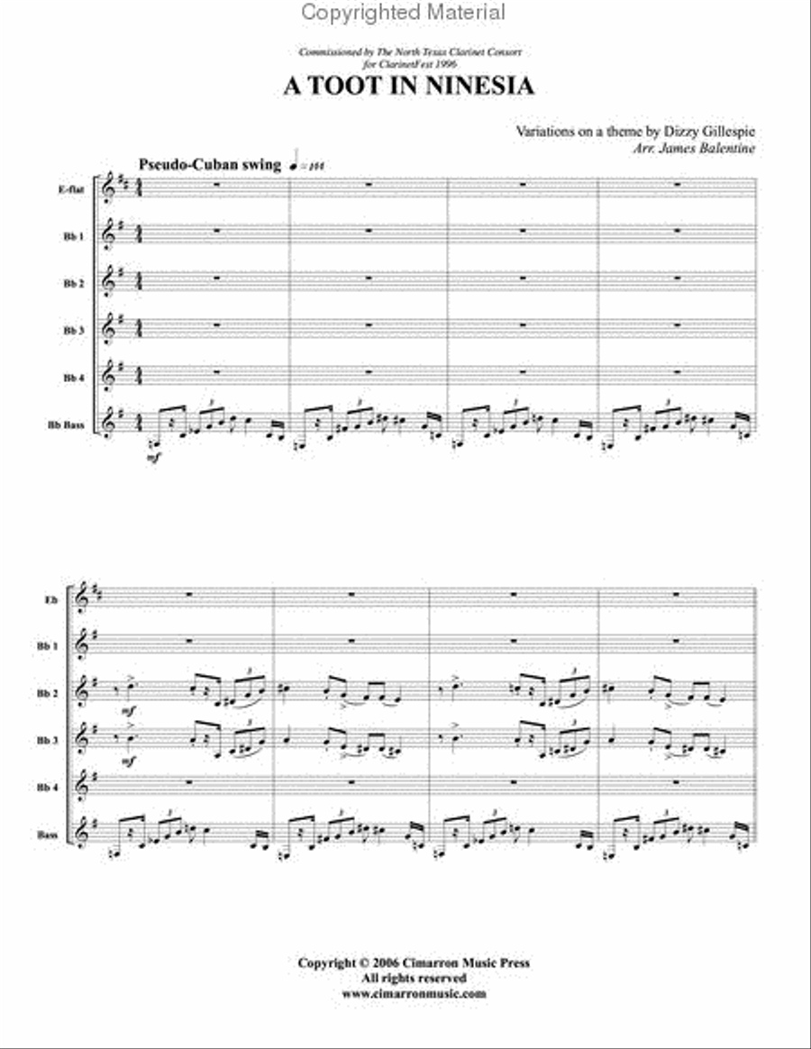 A Toot in Ninesia Clarinet Choir scores gallery preview page 2